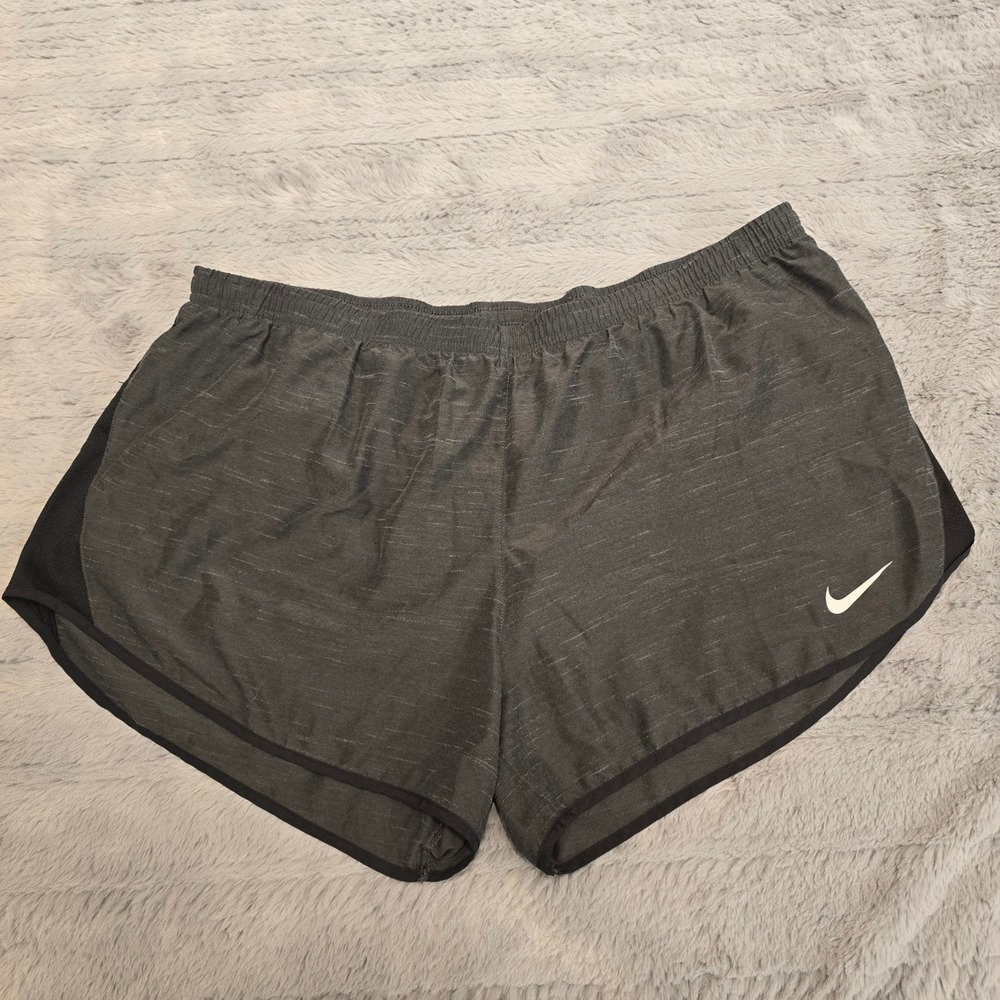 Nike Dri-FIT Womens XXL Gray Heathered Running Training Shorts Mesh Trim